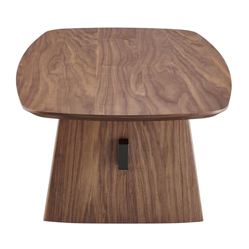 Image of Euro Style Folke 51 inch Coffee Table | Modern Industrial Accent | Functional Center Table for Living Room, Lounge, Home Office, or Hospitality | Walnut Finish with Matte Black Steel Cross Bar