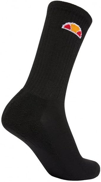 Ellesse Tisbi Mens Sports Fashion Training Crew Socks Black 3 Pack