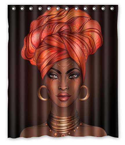 KXMDXA African American Woman Pretty Girl Shower Curtain Polyester Fabric Shower Curtain Size 60 X 72 Inch