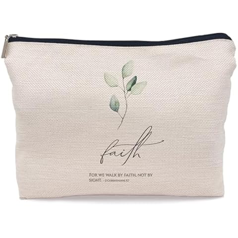 Lacosu Bible Scripture 1 Corinthians 5:7 for Me Walk by Faith not by Sight Makeup Bag Christian Religious Cosmetic Makeup Bag,Gifts for Christian Women Girls Cover