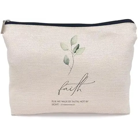 Lacosu Bible Scripture 1 Corinthians 5:7 for Me Walk by Faith not by Sight Makeup Bag Christian Religious Cosmetic Makeup Bag,Gifts for Christian Women Girls Cover