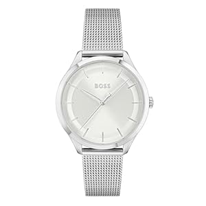 BOSS Analogue Quartz Watch for Women with Silver Stainless Steel mesh Bracelet – 1502634, Silver White, dress or classic