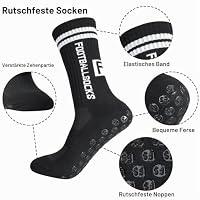 Apricitie 3 Paare Fussball Socken Kinder Grip Socks (M, Schwarz) – Ansicht 5