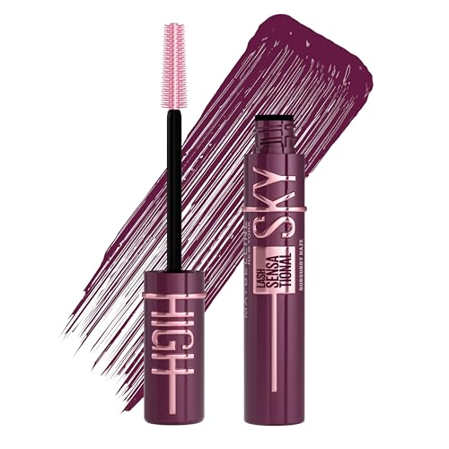Maybelline Burgundy Mascara, Lash Sensational Sky High Volumizing & Thickening, Eyelash Lengthening, Flake-Free Formula, Washable Coloured Mascara Infused with Bamboo Extract, Burgundy Haze