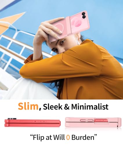 Image of FNTCASE for Samsung Galaxy Z Flip 8 Case: [Hinge Protection + Screen Protector] [Fit for Magsafe] Military Grade Drop Proof, Translucent Matte Protective Phone Cover - Light Pink