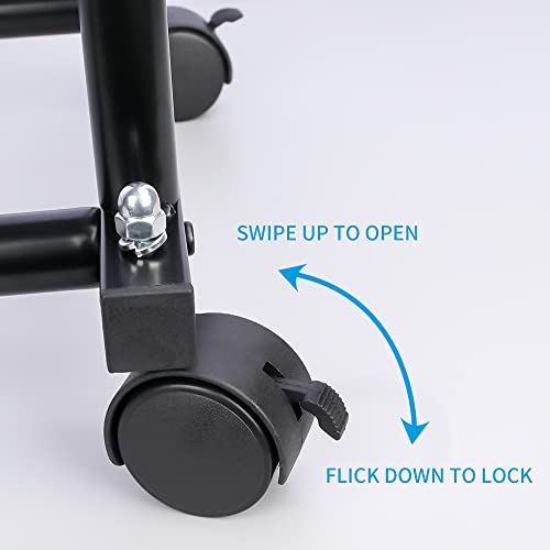 Fishat Simple Standard 2 Double Rod Clothing Metal Garment Rack For Hanging Clothes, Rolling Clothes Organizer On Lockable Wheels Mobile (Black) #TOP5