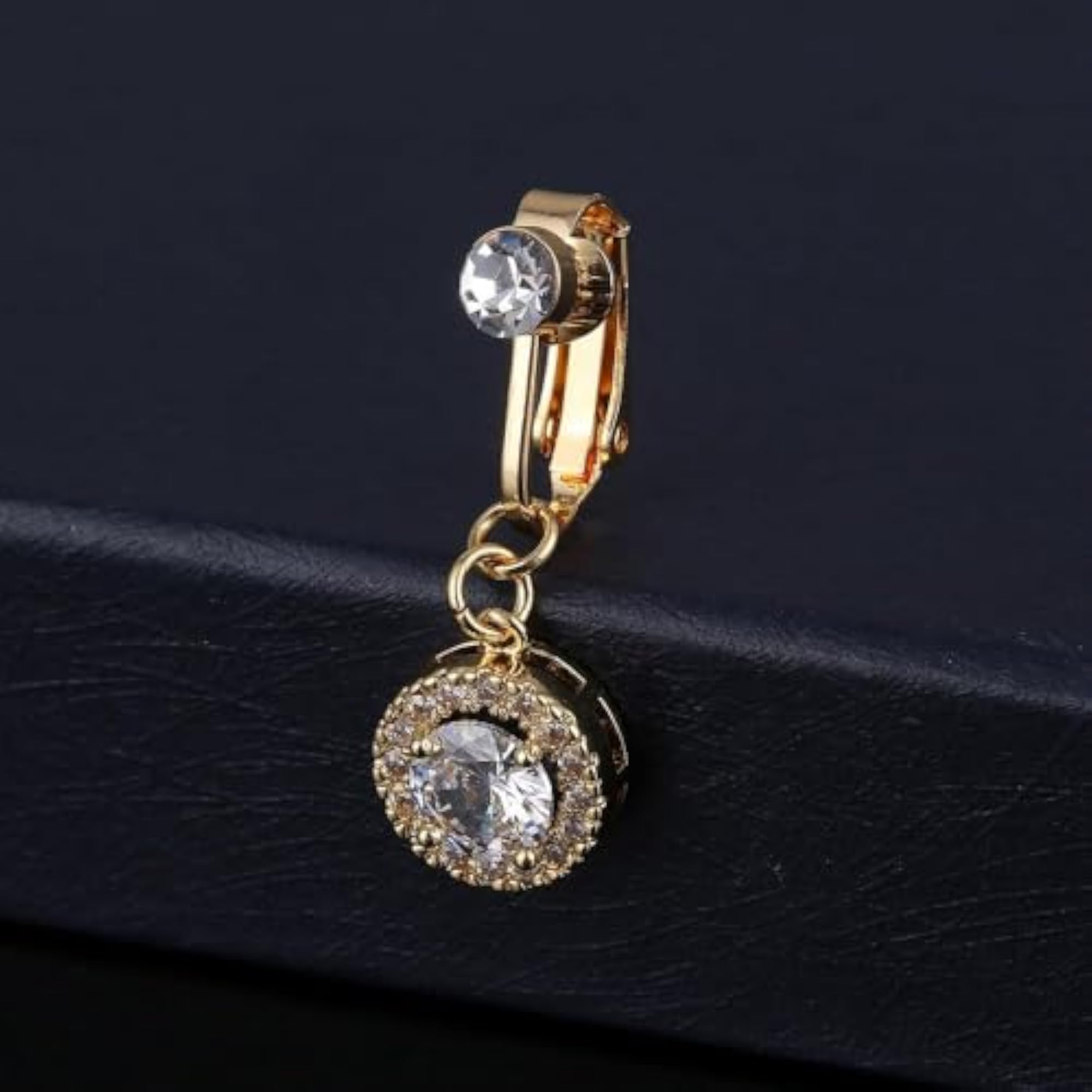 Women's Clip-On Fake Belly Button Rings, Rhinestone Design