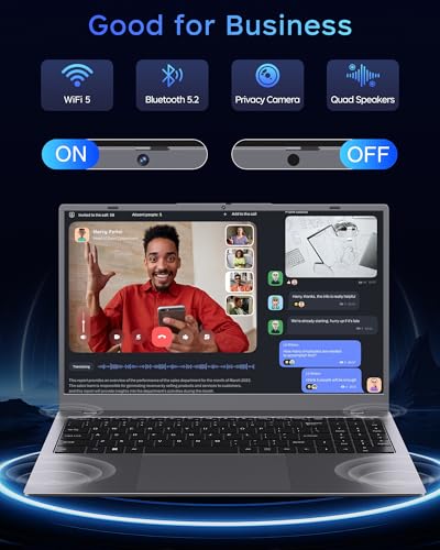 Image of Laptop 12GB RAM 256GB SSD, Pentium Gold 6500Y, 15.6 Inch FHD IPS Display, Thin & Lightweight Laptops with USB-C, USB 3.2, HDMI, TF Card Slot, WiFi 5, Laptop Computers for Work Study Everyday Use