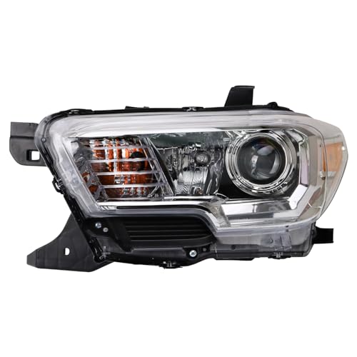 Image of TRQ Driver Side Headlight Assembly Halogen Chrome Bezel Compatible with 2016-2018 Toyota Tacoma Without LED Daytime Running Lights TO2502242