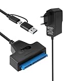 RaitWahl Adaptateur SATA to USB 3.0 pour Disques SSD/HDD 2,5 et 3,5 pouces, Compatible avec Windows, Mac, Linux, Vitesse de Transfert jusqu'à 5 Gbps, avec Alimentation 12V pour Disques 3,5 pouces