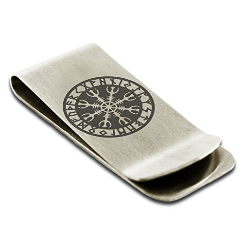 Stainless Steel Helm of Awe Viking Norse Symbol Money Clip Credit Card Holder
