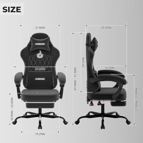 NIONIK Gaming Stuhl Einsteigermodell, Ergonomischer Computerstuhl mit Verstellbarer Höhe und Rückenlehne… – Ansicht 3