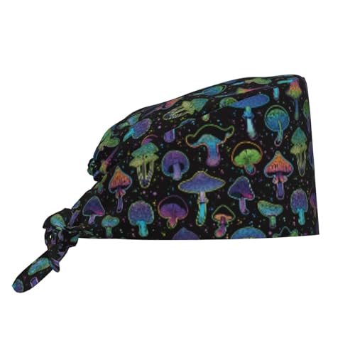Image of Working Cap Scrub Cap with Sweatband Adjustable Unisex Women Tie Back Hat Nurse Surgical Caps