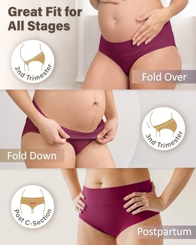 Intimate Portal Umstandsunterhosen Damen Baumwolle Umschlagbar für Schwangerschaft und Wochenbett weich atmungsaktiv 6er Pack Schwarz L