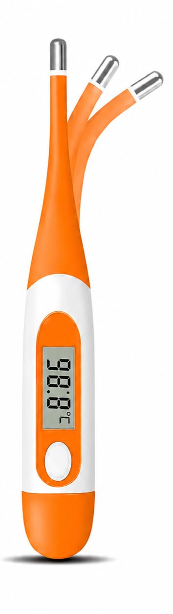 Digital Clinical Thermometer with Flexible Tip, Fast Reading Body Temperature Thermometer for Adults and Children, LCD Screen, Fever Alert, °F/°C Switchable (Orange)-image-10