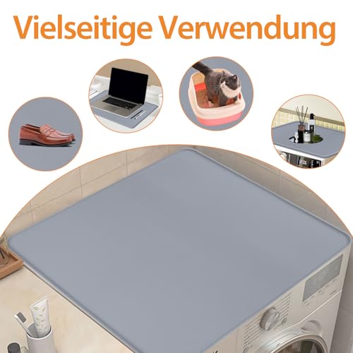 AUMAYCO Waschmaschinenauflage, 50 x 60cm Silikon Anti-Rutsch Waschmaschinen Auflage, Waschmaschine und Trockner Top Protector Matte, Grau Anti-Verschleiß Waschmaschine Matte für Haus Küche Waschküche