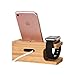 Apple Watch Stand, Gold Cherry bamboo charging dock Station charger holder stand for Apple Watch Iwatch series 1 /2 /3 38mm/42mm iPhone 5 5s 5c 6 6 Plus 7 7 Plus 8 8 Plus iPhone X 2017 release