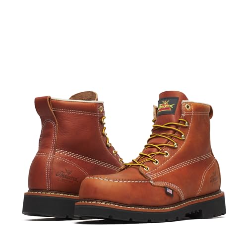 Image of Thorogood American Heritage 6 inch Steel Safety Moc Toe Work Boot for Men, Durable Leather, Slip-Resistant Outsole, ASTM Rated