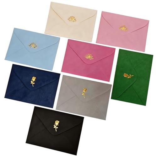 Bulk Envelop with Gold Embossed Patterns 8 Colors Self Adhesive Envelopes for Invitations Great for Graduation Invitation Wedding and RSVP Cards 4.2x6.2 inch (8 Colour)