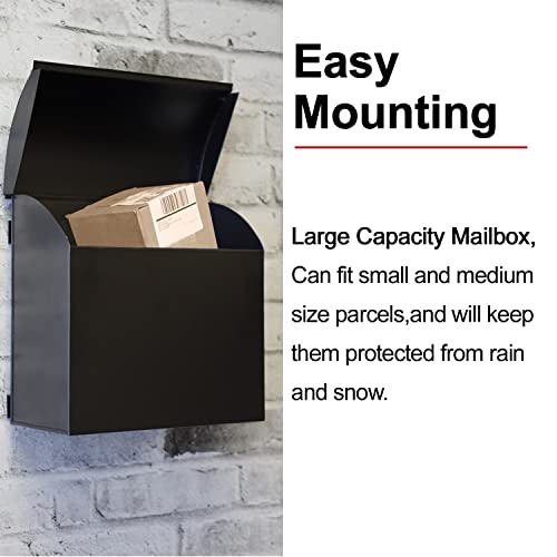 Nach Baxter High Capacity Parcel Mailbox - Wall Mount Mailboxes For Outside, Rust Resistant Galvanized Metal Mailbox - Black Mailbox- 12.4”X7.1”X11.8, Mb-7000Blk #TOP3