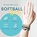 SPORTYBELLA Softball Charm Bracelet (Blue/Yellow) for Teen Girls - Adjustable, Braided Bracelet for Players, Team, and Coaches