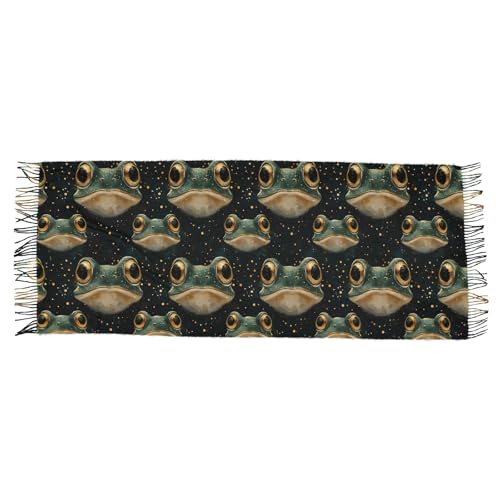 ALAZA Women's Scarves Winter Scarf Cashmere Feel Pashmina Shawls Wraps Frog Pattern Soft Warm Lightweight with Tassels Fall2