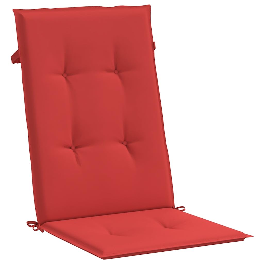 Gartenstuhlauflagen für Hochlehner 4er Set, Bequeme Auflagen für Gartenstühle, Stuhlkissen mit Bindebändern, 120x50x3 cm, Rot, weiche Schaumstoffpolsterung