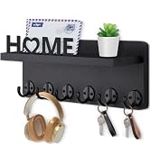 Nekon Black 11 Inch Wooden Wall Key Organizer for Entryway Hallway Decorative Key Holder Storage Shelf