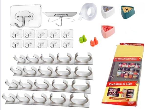 Especieros Para Cocina - Organizador Especias - Organizador Especias Cocina -Especiero Pared-Ganchos Adhesivos Para Pared-Colgadores Adhesivos Resistentes