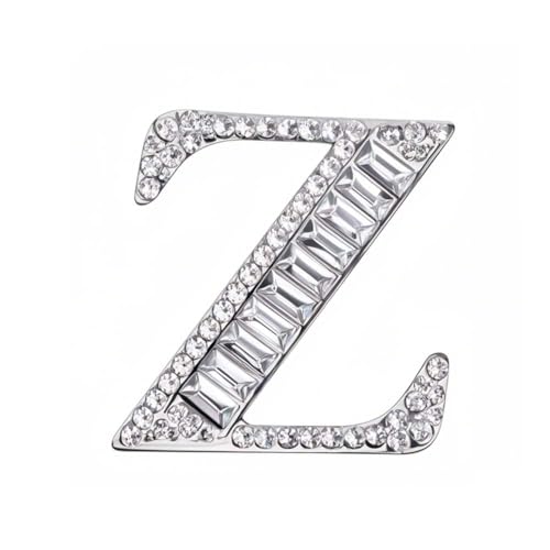 Image of Letter Brooch Pins Initial Rhinestone Brooch for Women Crafts, Silver Plated Metal A-Z 26 Letters Rhinestone Crystal Lapel Pin Brooches