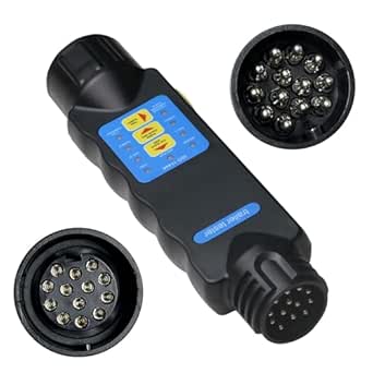 Trailer Plug Socket Tester, EVERGD 12V 13 Pin Trailer Light Connector ...