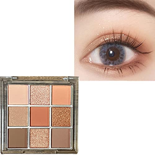 Brown Glitter Eyeshadow Palette,Nude Matte Shimmer Waterproof Long Lasting Eye Shadow Palette Makeup ,9 Color Highly Pigmented Hypoallergenic Makeup Eyeshadow Palette Eye Brightener(Light Brown 3#) #TOP24