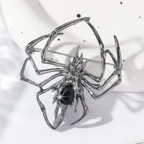 Image of Victorian Style Mother of Pearl Body and Micro Pave Spider Brooches Pins Silver Tone Goth Accessories Pins for Backpacks Aesthetic