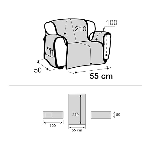Housse de canapé 1 place dorée 55 x 220 cm protège fauteuil doux