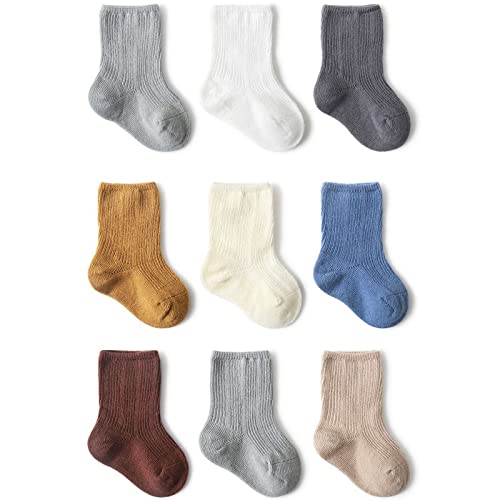 Image of SHARELY SHEEP Toddler Socks Unisex Baby Baby Crew Cotton Cuff Socks for Infant Girls Stocking Stuffer for Kids 0-36 Months