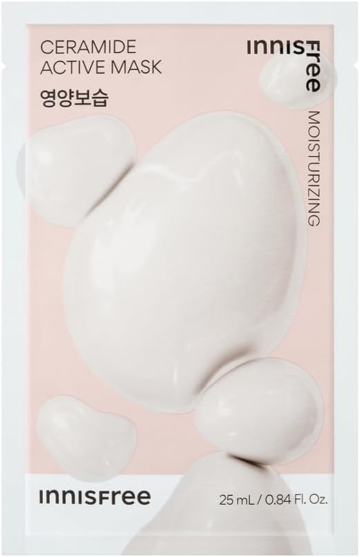 Ceramide Active Sheet Mask 25ml | Korean Hydrating Sheet Mask with Ceramides | Intensive Moisturization & Skin Barrier Repair | Soothes Dry, Sensitive Skin for Soft & Healthy Glow