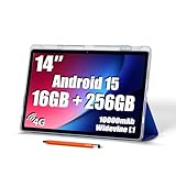 Ckypad 14 Inch Tablet,Android 15 Tablet,1200x1920 FHD Large Screen,16GB RAM+256GB ROM,Octa-Core Gaming Tablets,10000mAh,Large Tablets with Widevine L1,with Stand Case & Stylus,18W PD Charger,4G LTE