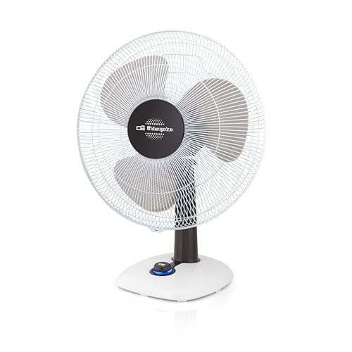 Orbegozo TF 0133, Ventilador de sobremesa, oscilante, 3 velocidades, diámetro hélice 30 cm, asa, 40 W, asa de transporte y rejilla de seguridad, piloto luminoso LED, color blanco
