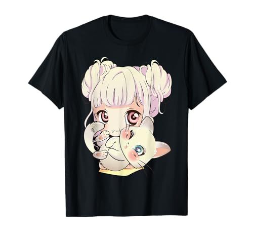 Lindo Anime y Gatos Amante Manga kawaii Graphic Otaku Camiseta