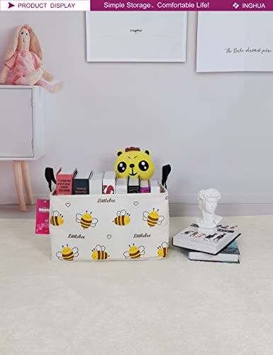 Image of Rectangular Storage Basket Fabric Organizer Bin for Toys,Books,Clothes,Gifts,Pets-Perfect for Home,Office,Nursery,Dorm,Shelf(Rec-Bee )