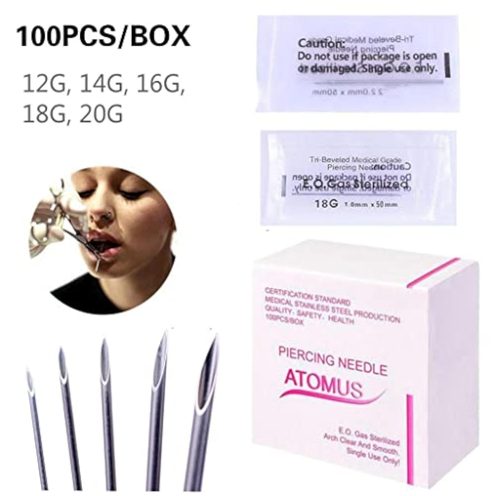 Mix Steel Body Piercing Needle Kit