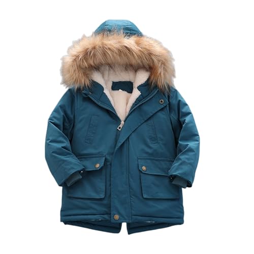 Kids Boy Girl Hooded Puffer Jacket Winter Windproof Snowsuit Outerwear Warm Parka Down Coat Overcoat with Fur Hood