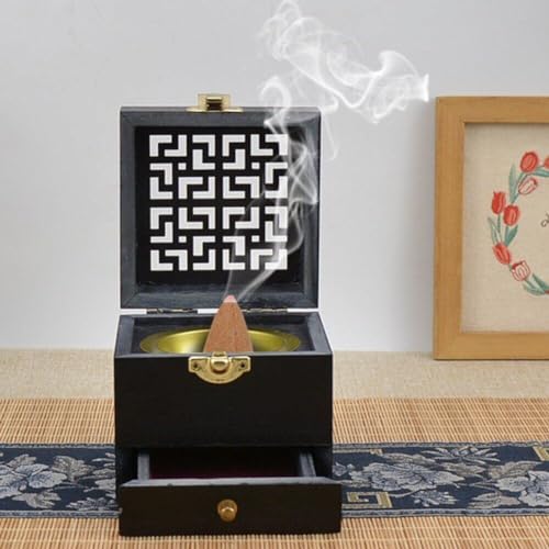Brûleur d'encens en bois et boîte de charbon naturelle pour aromathérapie - 3