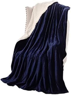 eBoutik - 2023 Keep Warm Sherpa Fleece Blanket - Large Reversible Warm, Soft & Fluffy Fleece Throw for Bed, Chair or Couch - Stocking Filler for Christmas or Birthdays (Blue)