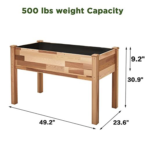 Amerlife Raised Garden Bed Cedar 4X2Ft- Elevated Wood Planter Box Protective Liner For Herbs Vegetable Flowers Outdoor Patio Backyard Western Red Cedar 6 Grow Area 500 Lbs Capacity #TOP7