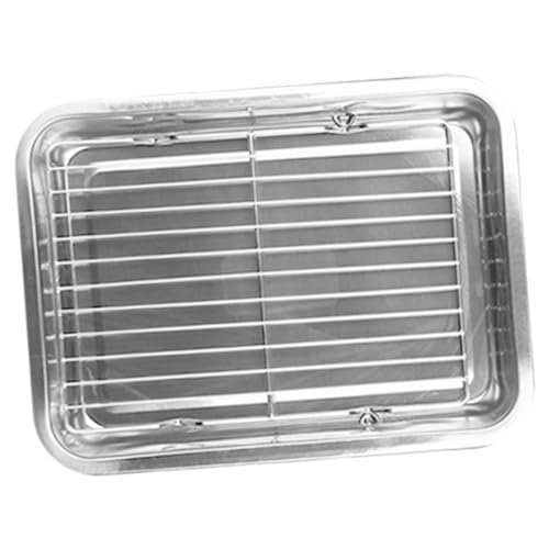 Genérico 1 Juego De Bandeja De Drenaje De Acero Inoxidable con Aislamiento De Alambre Antihamburguesas Rejilla De Secado De Aceite Organizador De Patatas Fritas para Frigorífico