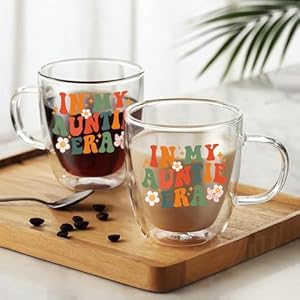 In My Auntie Era 12 Oz Double Walled Glass Coffee Mugs Best Auntie Gifts From Niece Nephew Glass, Best Auntie Gift Ideas for New Aunt, Auntie, To Be Aunt, Aunt Announcement, Promoted To Aunt, Pack 1 In My Auntie Era 12 Oz Double Walled Glass Coffee Mugs Best Auntie Gifts From Niece Nephew Glass Best Auntie Gift Ideas for New Aunt Auntie To Be Aunt Aunt Announcement Promoted To Aunt Pack 1