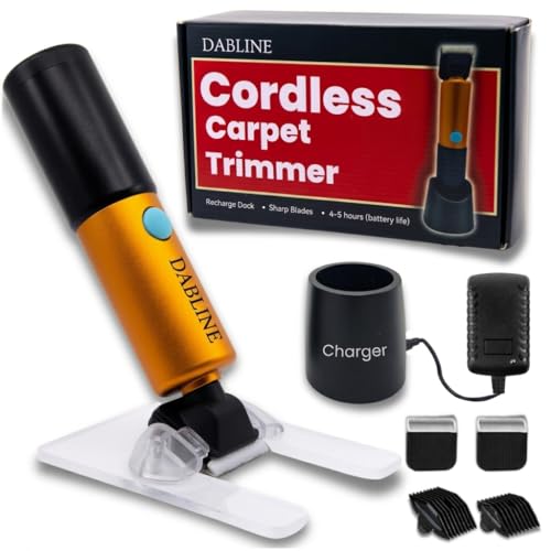 DABLINE Cordless Carpet Trimmer with Shearing Guide Lightweight Carpet Shaver Comes with 2 Blades 400W High Power Carpet Shears for Tufting Rugs