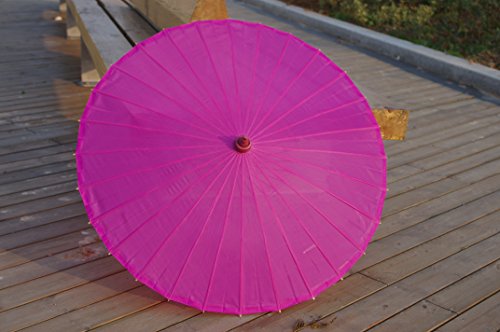 Plain Bamboo Cloth Parasol Umbrella Great for Wedding Party Favor (Fuchsia)