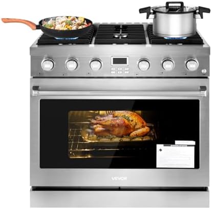 VEVOR Gas Range Oven, 36 Inches Width, Freestanding Stainless Ste...